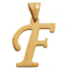 Edelstahl Buchstabenanhänger F (32 mm) Gold (1 Stück)