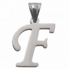 Edelstahl Buchstabenanhänger F (32 mm) Altsilber (1 Stück)