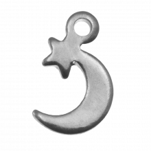 Edelstahl Charm Stern & Mond (11 x 7 mm) Altsilber (25 Stück)