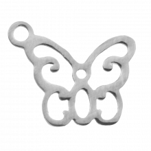 Edelstahl Charm Schmetterling (13 x 11 mm) Altsilber (4 Stück)