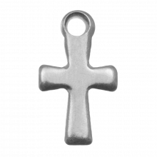 Edelstahl Charm Kreuz (12 x 7 mm) Altsilber (25 Stück)