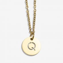 Edelstahl Kette Buchstabe Q (45 cm) Gold (1 Stück)