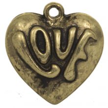 Charm Herz Text "Love" (18 x 17) Bronze (3 Stück)