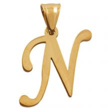 Edelstahl Buchstabenanhänger N (32 mm) Gold (1 Stück)