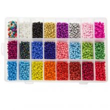 Perlen Set XL - Rocailles (4 ~ 5 mm / 24 x 250 Stück) 'Mix Color'