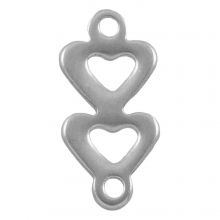 Edelstahl Charm Herzen (12 x 6 mm) Altsilber (100 Stück)