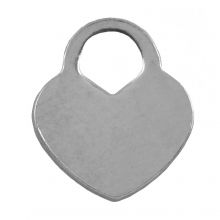 Edelstahl Charm Herz (11 x 10 mm) Altsilber (25 Stück)