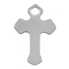 Edelstahl Charm Kreuz (15 x 10 mm) Altsilber (50 Stück)