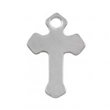 Edelstahl Charm Kreuz (12 x 8.5 mm) Altsilber (50 Stück)