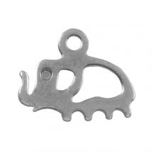 Edelstahl Charm Elefant  (11 x 9 mm) Altsilber (50 Stück)