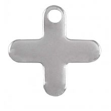 Edelstahl Charm Kreuz (12 x 12 mm) Altsilber (50 Stück)