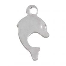 Edelstahl Charm Delphin (12 x 7 mm) Altsilber (50 Stück)