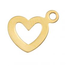 Edelstahl Charm Herz (14.5 x 10.5 mm) Gold (10 Stück)