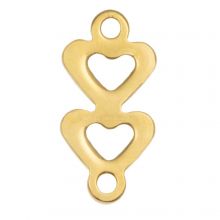 Edelstahl Charm Herz (12 x 6 mm) Gold (25 Stück)	