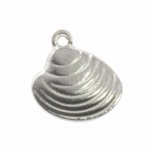 Edelstahl Charm Muschel (14 x 13 mm) Altsilber (5 Stück)