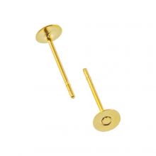 Edelstahl Ohrstecker mit Platte (4mm x 0.6 mm) Gold (20 Stück)