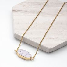 Edelstahl Kette mit Marmor Pendant White (45 cm) Gold (1 Stück)