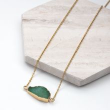 Edelstahl Kette mit Druzy Pendant Green (45 cm) Gold (1 Stück)