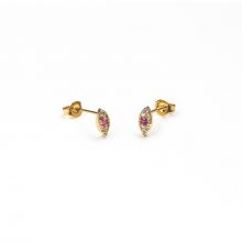 Ohrstecker Auge mit Rosa Strass Steinen (7,5 x 3,5 mm) Gold (2 Stück)