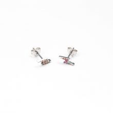 Ohrstecker Blitz mit Regenbogen-Strass Steinen (10 x 4 mm) Silber (2 Stück)