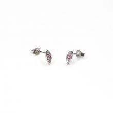 Ohrstecker Auge mit Rosa Strass Steinen (7,5 x 3,5 mm) Silber (2 Stück)